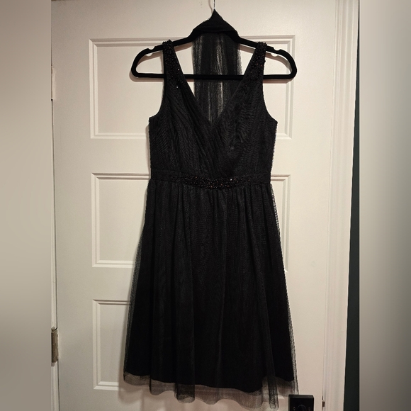 Adrianna Papell black tulle cocktail dress - Picture 3 of 9